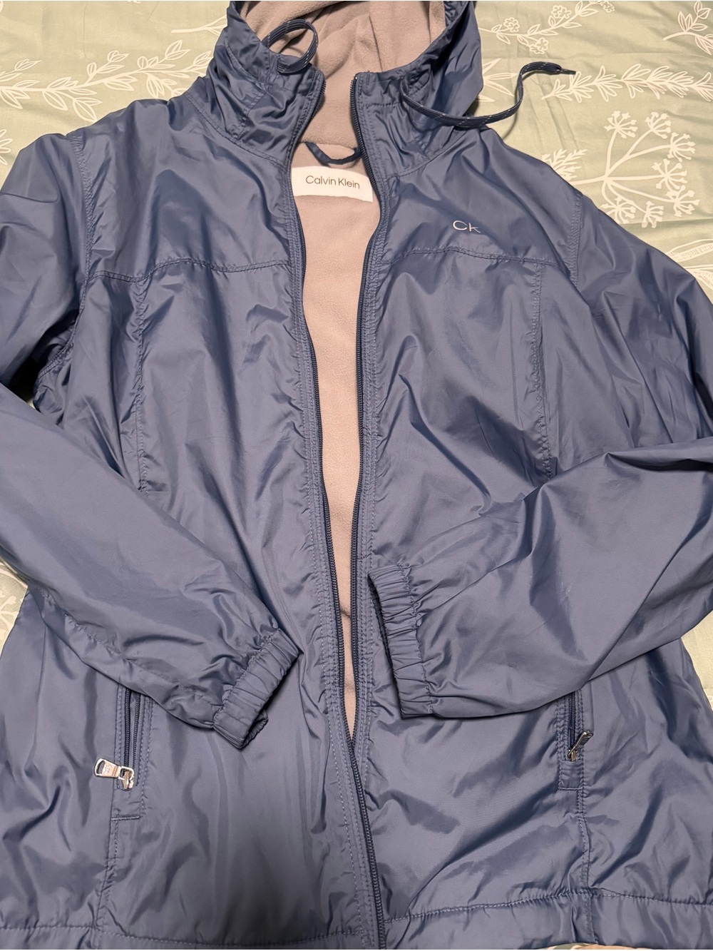 Calvin Klein Women's Blue Hooded Windbreaker Jacket